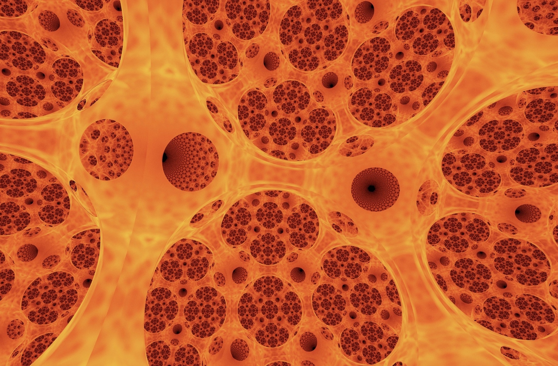 Path traced view of hyperbolic tiling, rendered as hot glass